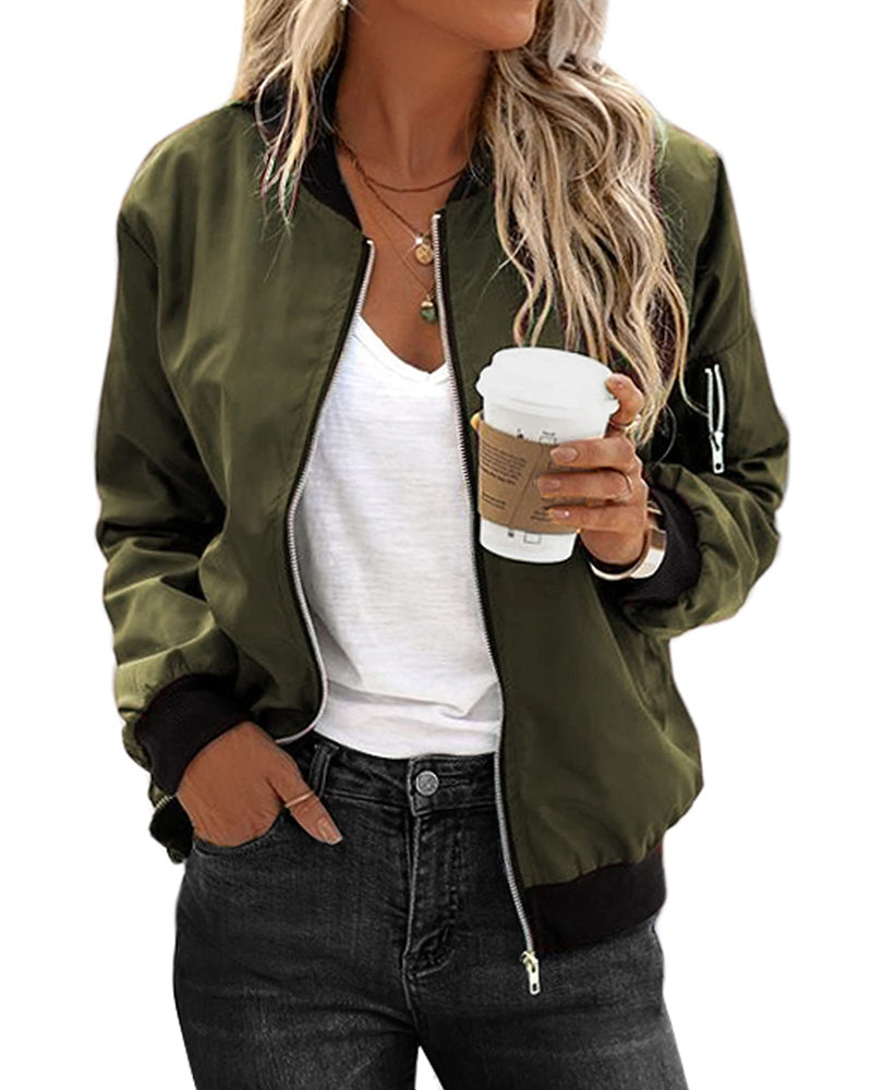 Classic Bomber Jacket - Felicity-Army Green-S-State of Style