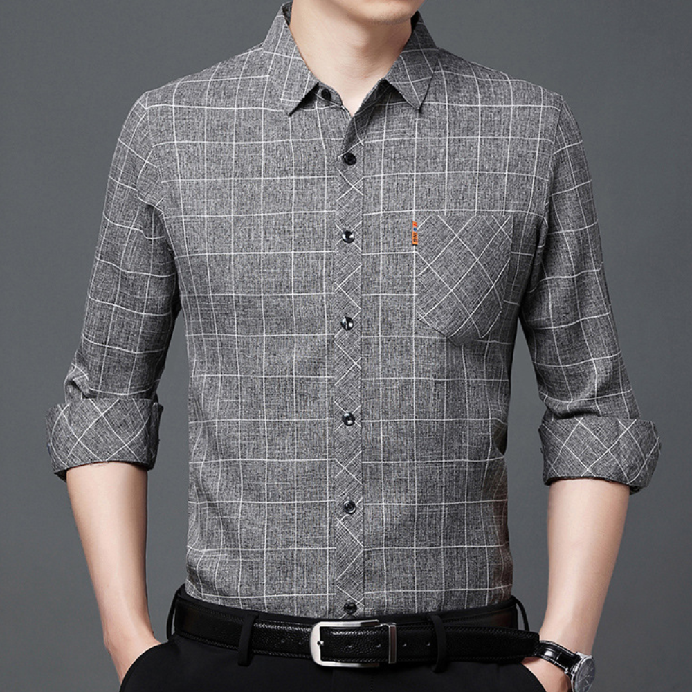 Classic Checked Men's Shirt - Thijs-Grey-S-State of Style