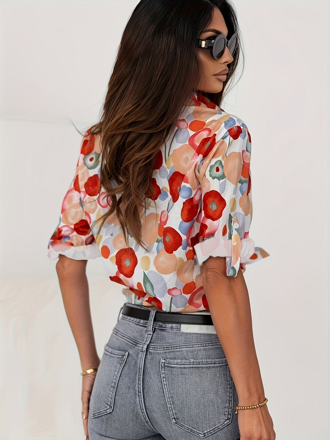 Classic Collared Blouse with Long Sleeves - Sophia-S-State of Style