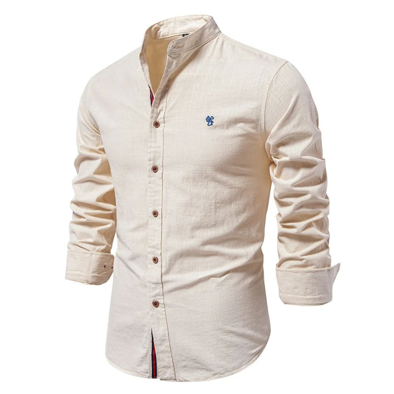 Classic Cotton Shirt Jacob – Timeless Lapel Collar Design-Beige-S-State of Style