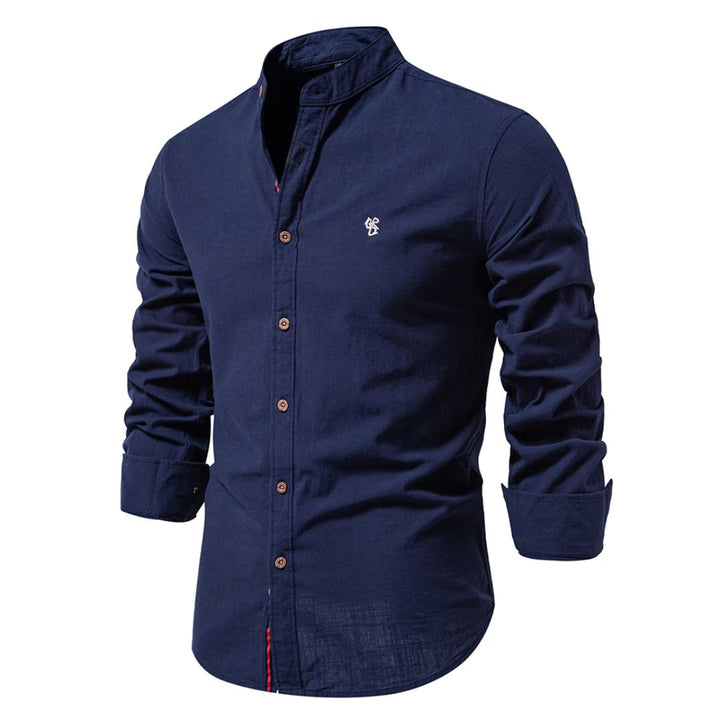 Classic Cotton Shirt Jacob – Timeless Lapel Collar Design-Navy Blue-S-State of Style