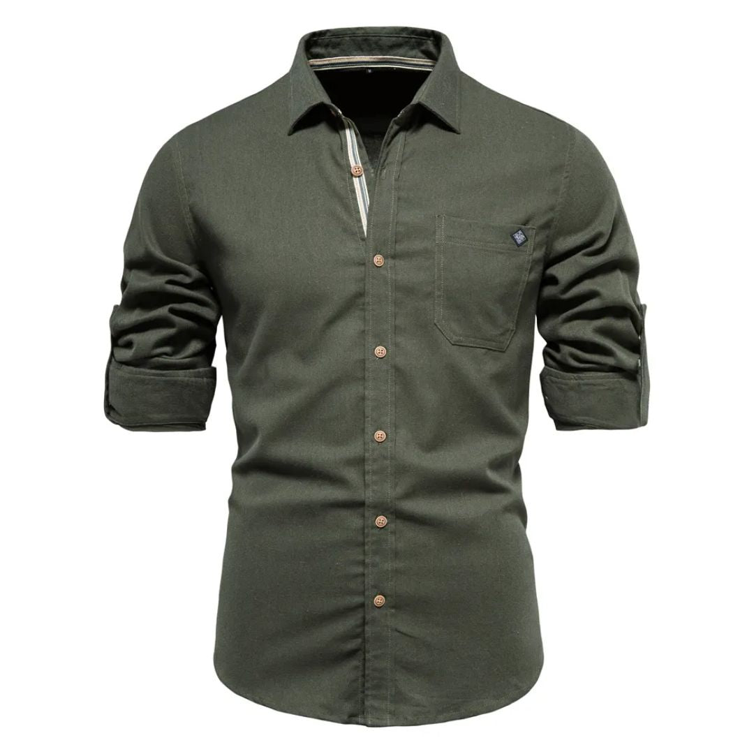 Classic Cotton Shirt Lorenzo – Long-Sleeve & Timeless Style-Army Green-S-State of Style