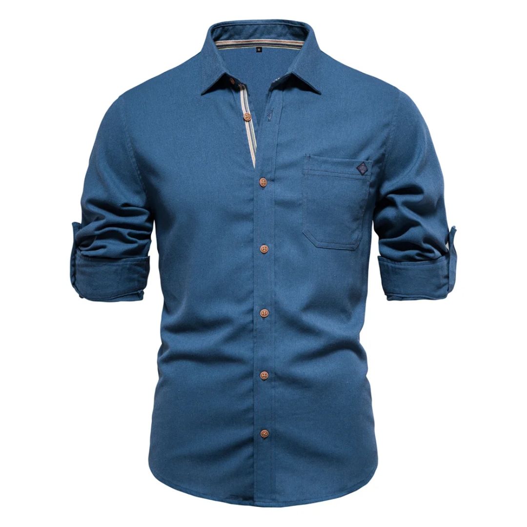 Classic Cotton Shirt Lorenzo – Long-Sleeve & Timeless Style-Denim Blue-S-State of Style