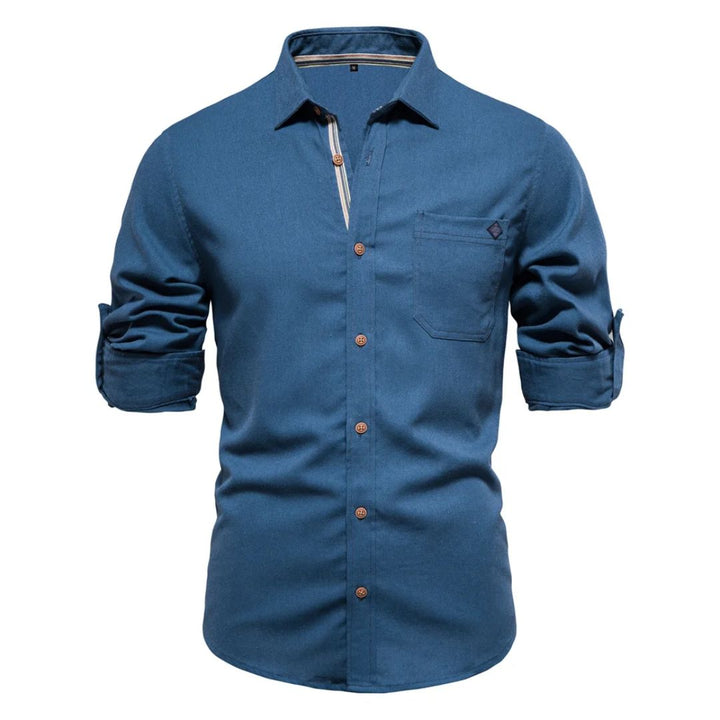 Classic Cotton Shirt Lorenzo – Long-Sleeve & Timeless Style-Denim Blue-S-State of Style