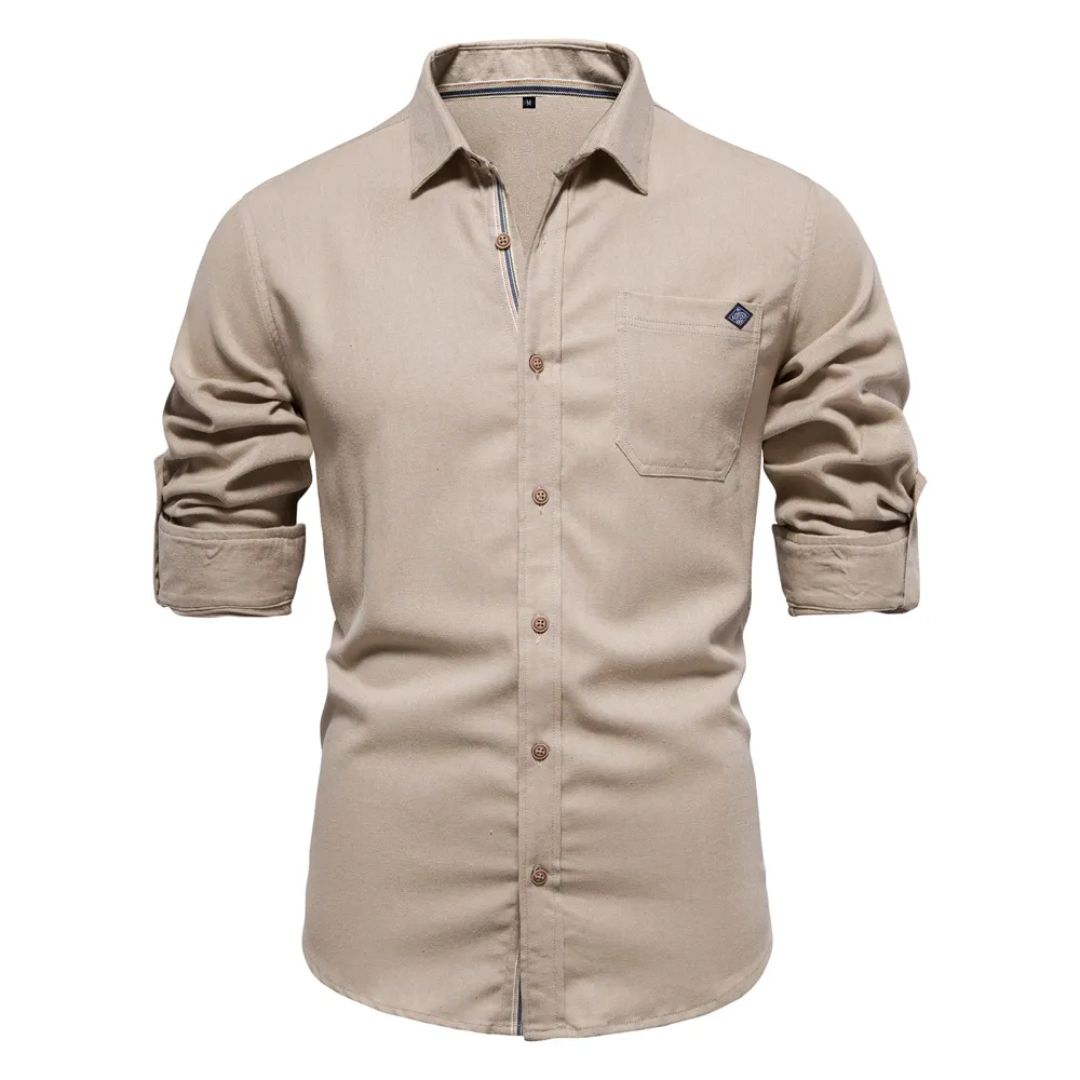Classic Cotton Shirt Lorenzo – Long-Sleeve & Timeless Style-Khaki-S-State of Style
