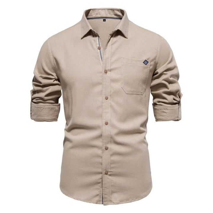 Classic Cotton Shirt Lorenzo – Long-Sleeve & Timeless Style-Khaki-S-State of Style