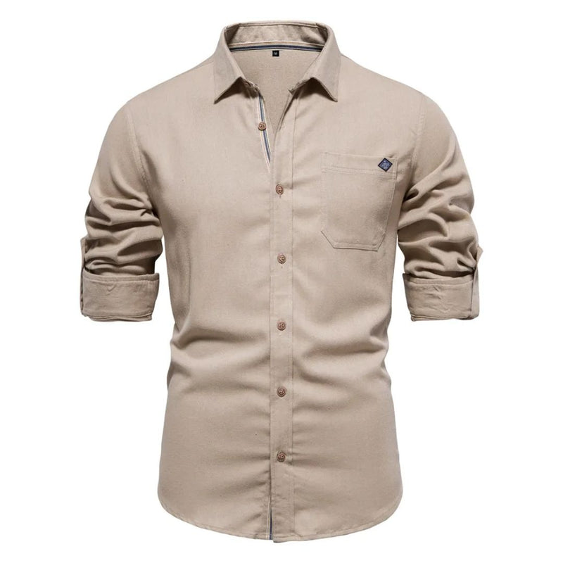 Classic Cotton Shirt Lorenzo – Long-Sleeve & Timeless Style-Khaki-S-State of Style
