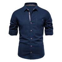 Classic Cotton Shirt Lorenzo – Long-Sleeve & Timeless Style-Navy Blue-S-State of Style