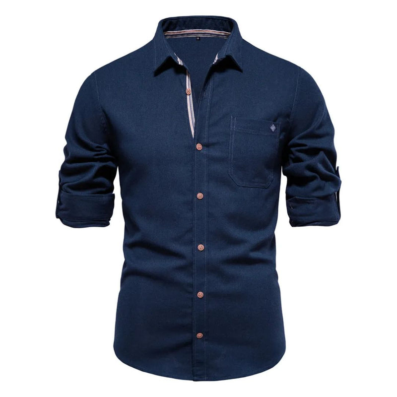Classic Cotton Shirt Lorenzo – Long-Sleeve & Timeless Style-Navy Blue-S-State of Style