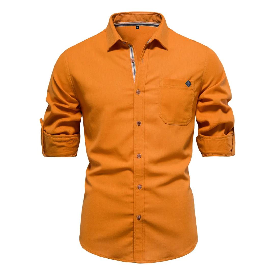 Classic Cotton Shirt Lorenzo – Long-Sleeve & Timeless Style-Orange-S-State of Style