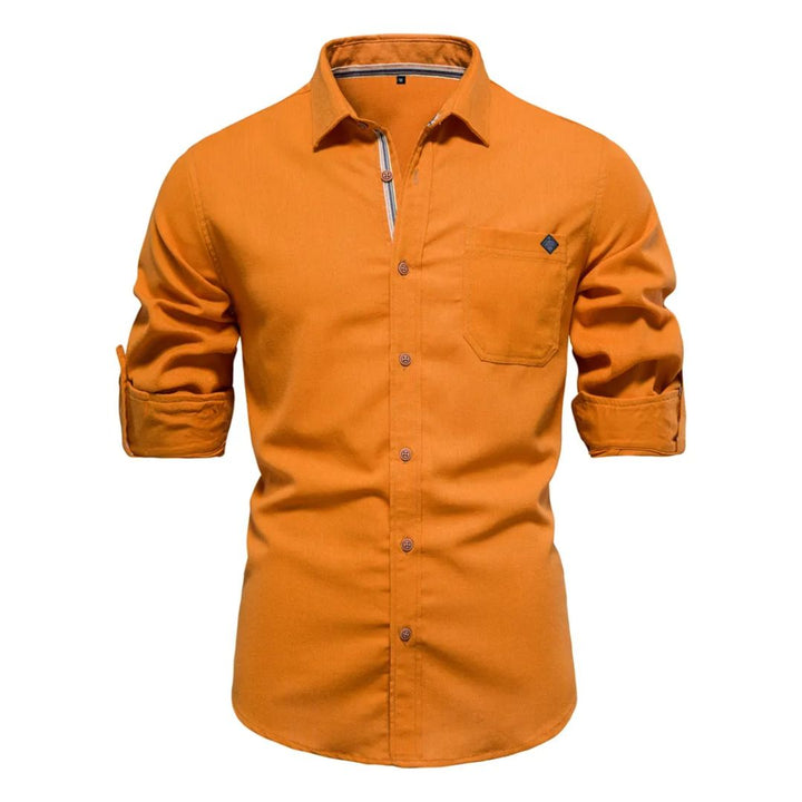 Classic Cotton Shirt Lorenzo – Long-Sleeve & Timeless Style-Orange-S-State of Style