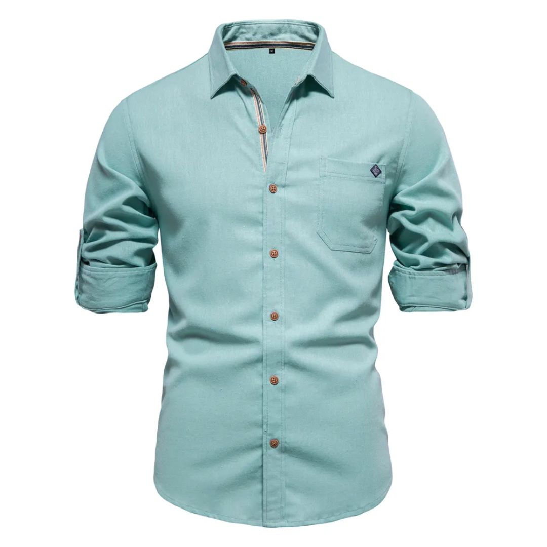 Classic Cotton Shirt Lorenzo – Long-Sleeve & Timeless Style-Sea Green-S-State of Style