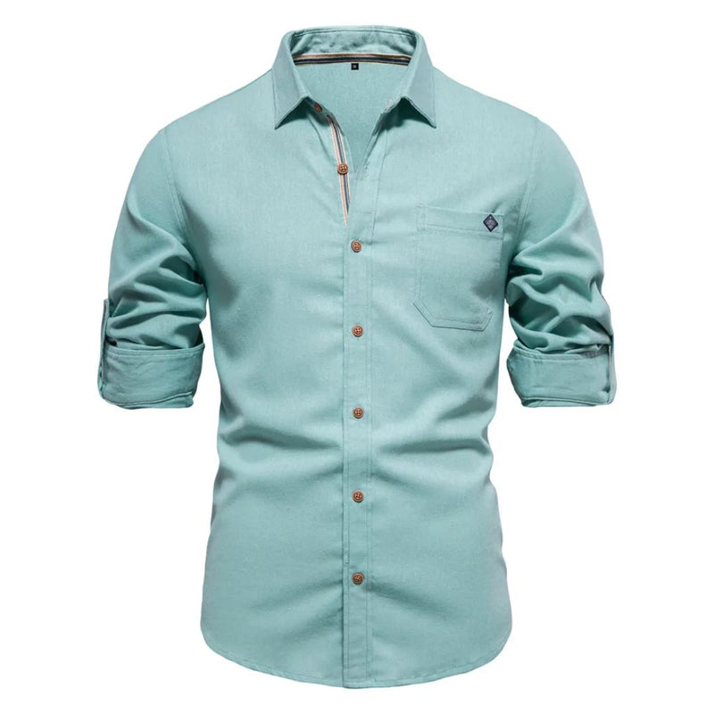 Classic Cotton Shirt Lorenzo – Long-Sleeve & Timeless Style-Sea Green-S-State of Style