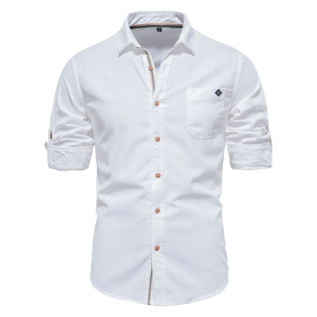 Classic Cotton Shirt Lorenzo – Long-Sleeve & Timeless Style-White-S-State of Style