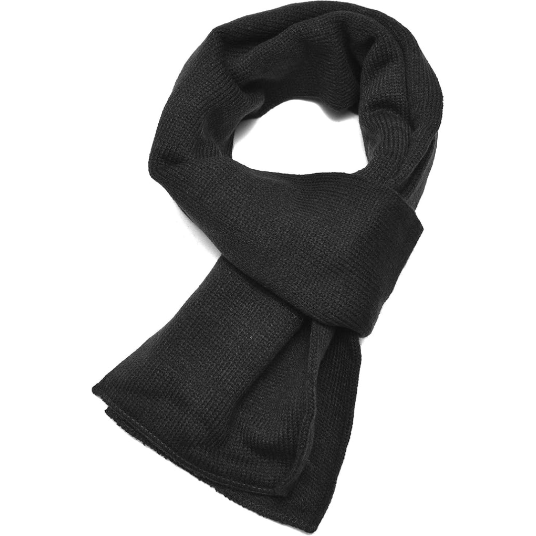 Classic Double Layer Knit Winter Scarf for Men - Xander-Black-State of Style