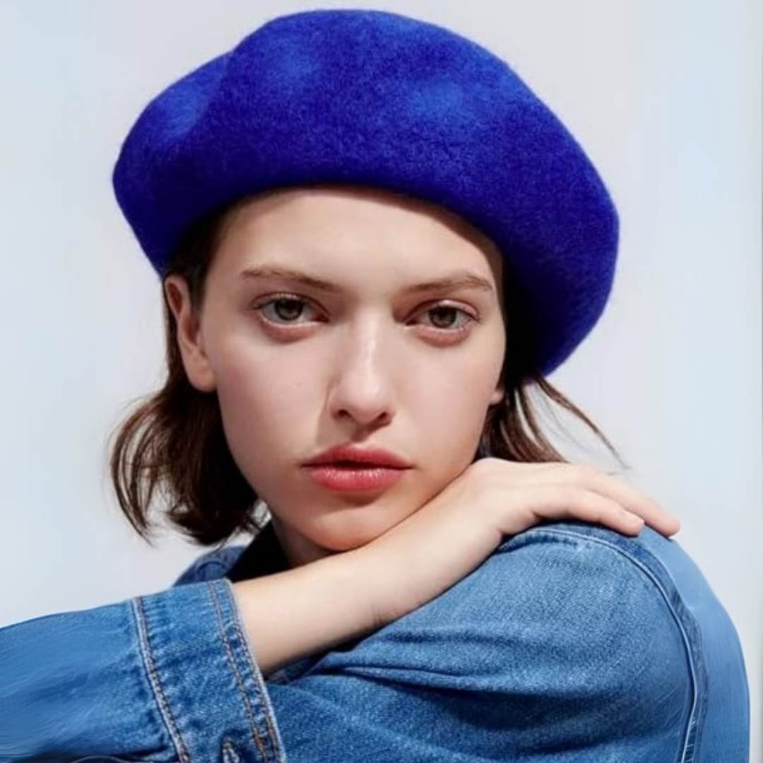 Classic French Wool Beret – Evelyne-Blue-State of Style