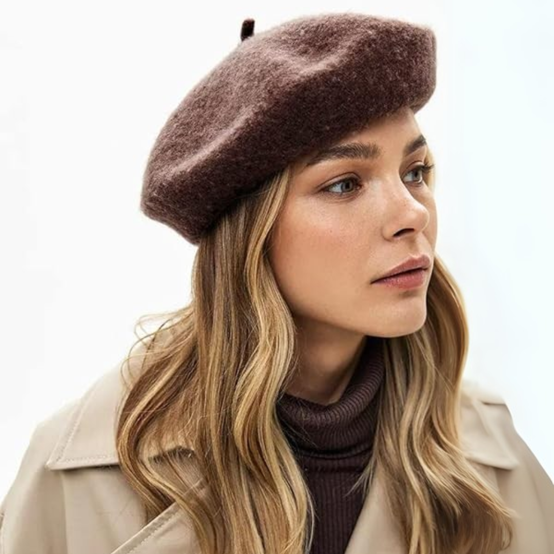 Classic French Wool Beret – Evelyne-Brown-State of Style