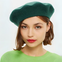 Classic French Wool Beret – Evelyne-Dark green-State of Style