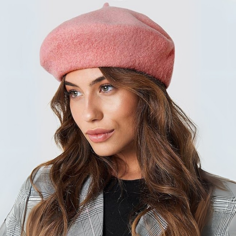 Classic French Wool Beret – Evelyne-Pink-State of Style