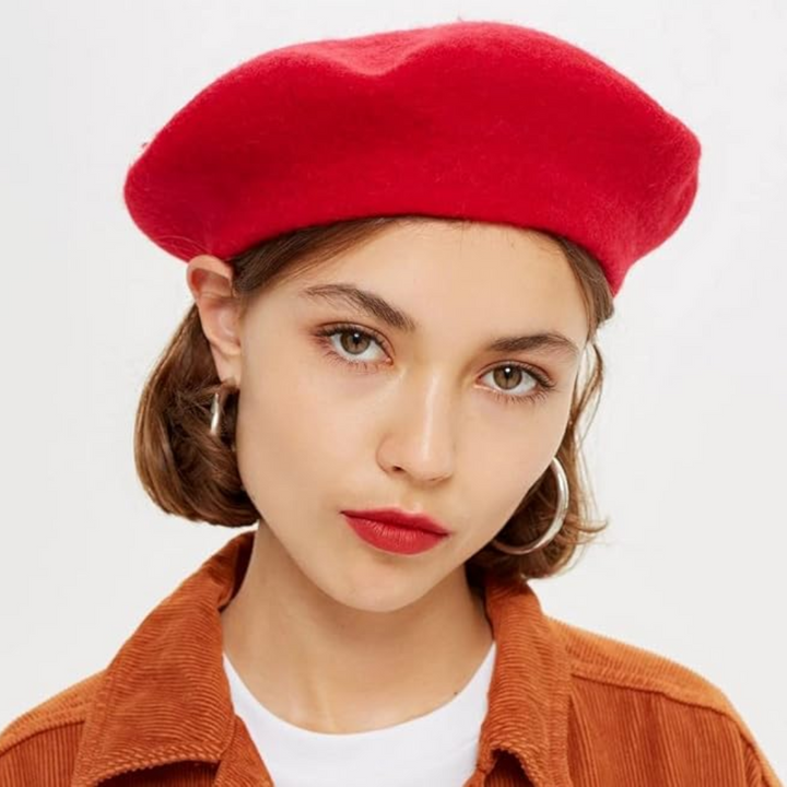 Classic French Wool Beret – Evelyne-Red-State of Style