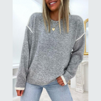 Classic Grey Women's Sweater with Round Neck - Noor-S-State of Style