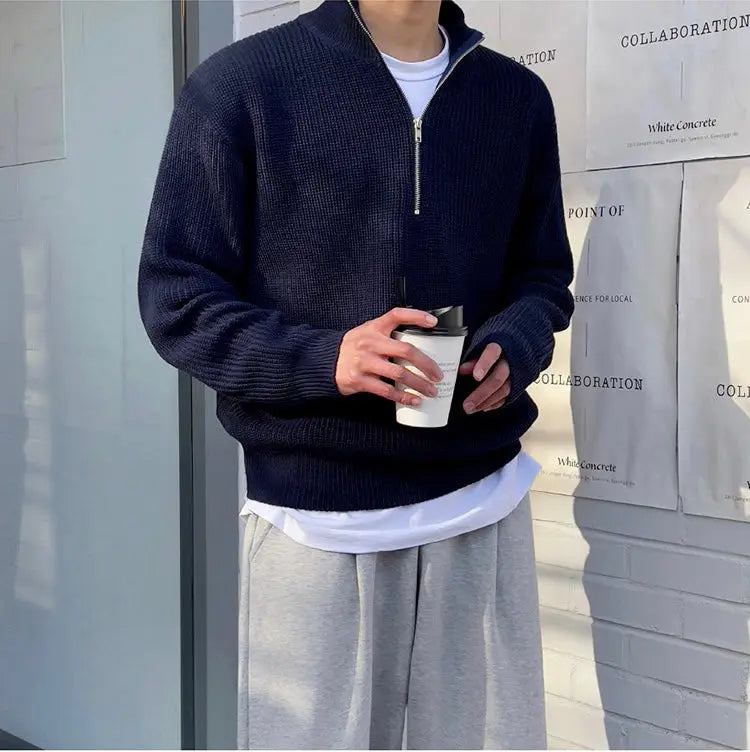Classic Half-Zip Men’s Sweater - Arthur-Blue-XS-State of Style