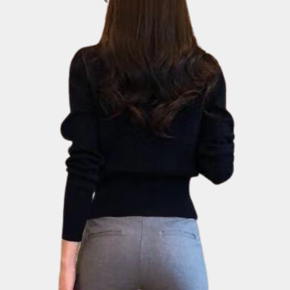 Classic Knitted Women's Cardigan with Button Closure - Eloise-Red-State of Style