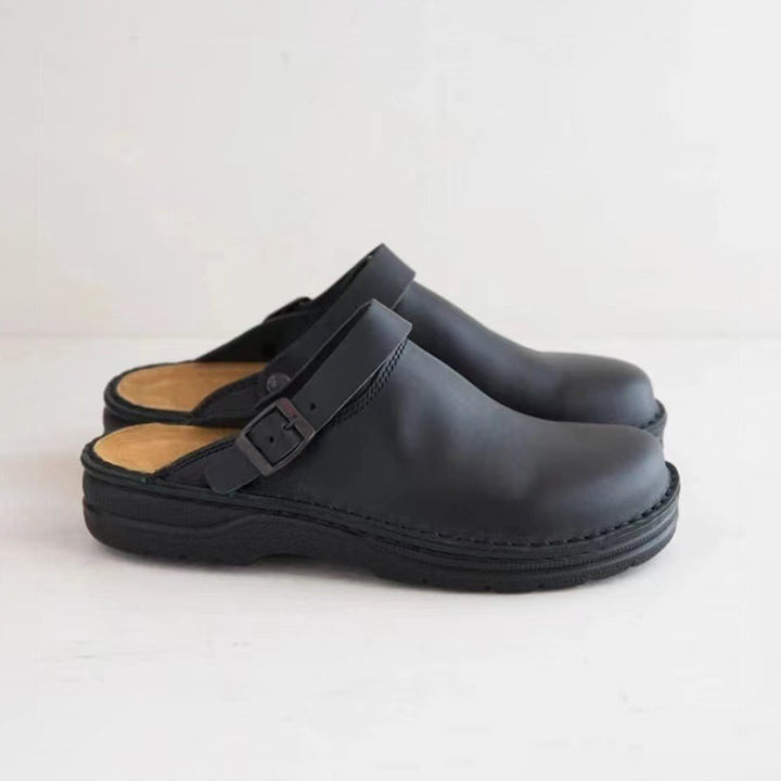 Classic Leather Men's Slippers - Victor-Black-7-State of Style