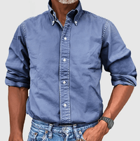 Classic Long Sleeve Shirt - Damien-Blue-S-State of Style