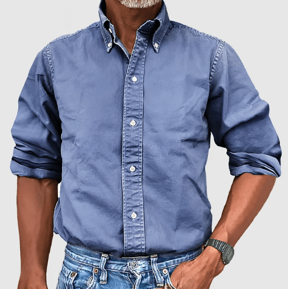 Classic Long Sleeve Shirt - Damien-Blue-S-State of Style