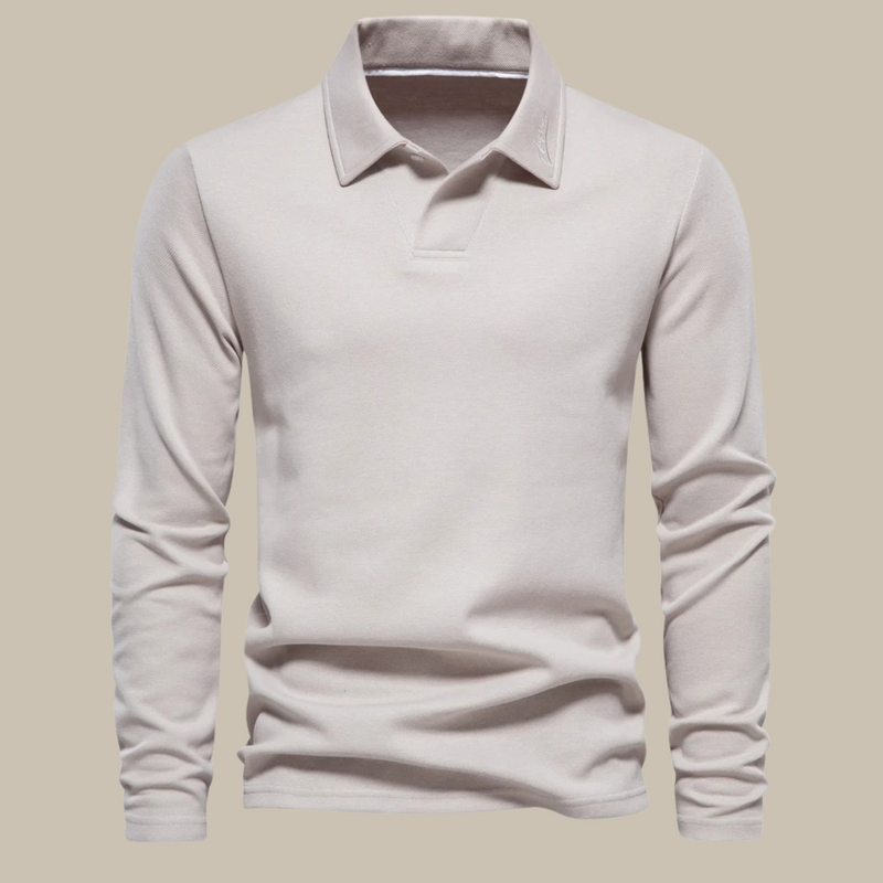 Classic Men's Long Sleeve Polo - Ruben-Beige-S-State of Style