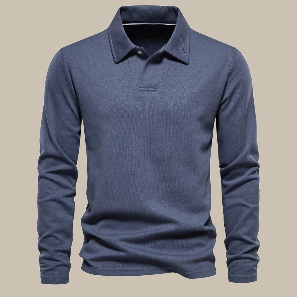 Classic Men's Long Sleeve Polo - Ruben-Blue-S-State of Style
