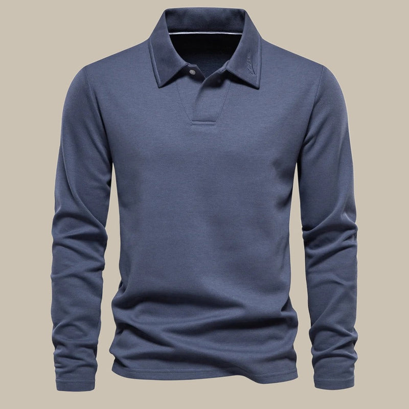 Classic Men's Long Sleeve Polo - Ruben-Blue-S-State of Style