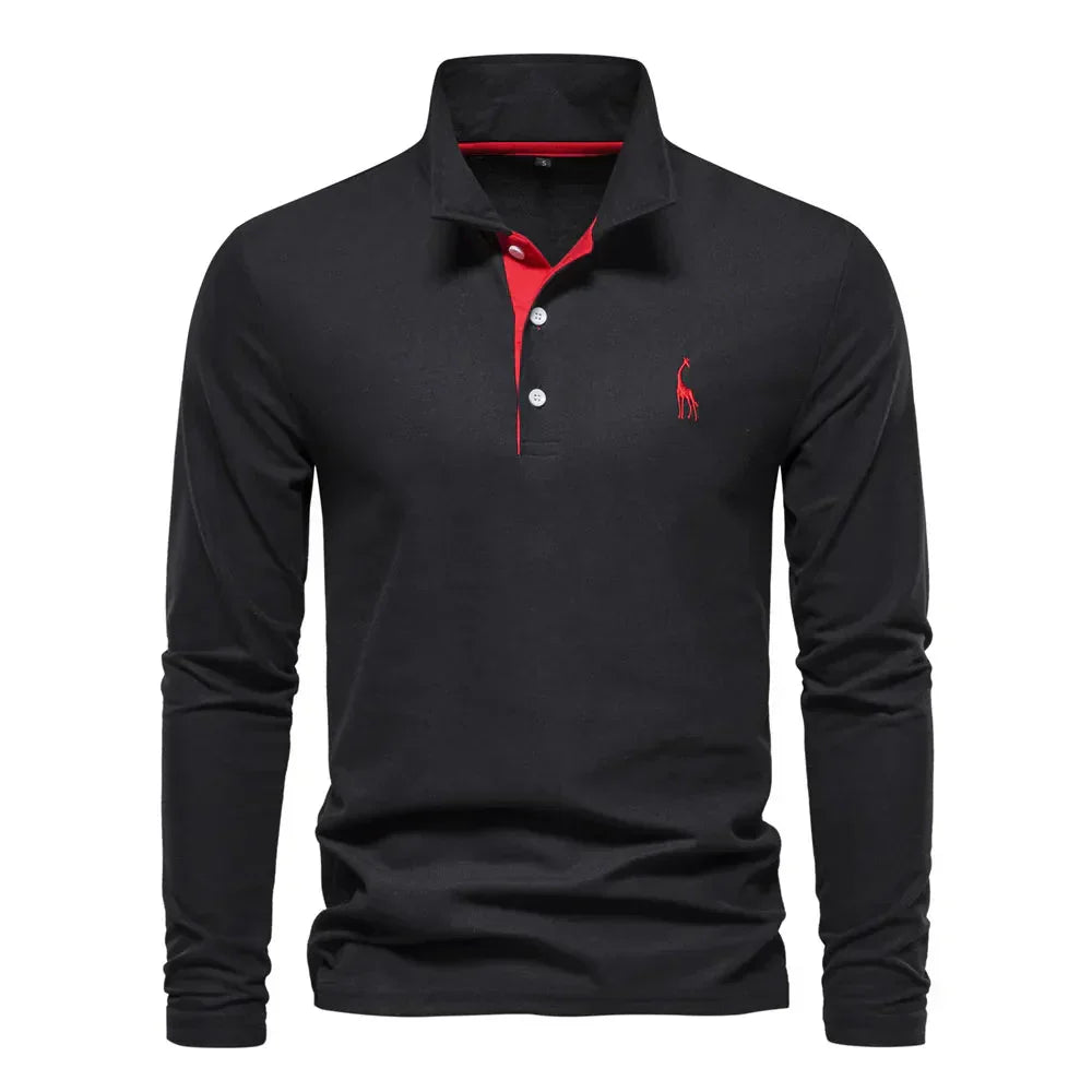 Classic Men's Long Sleeve Polo Shirt - Felix-Black-S-State of Style