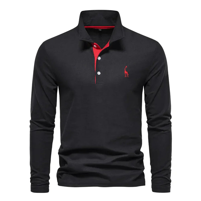 Classic Men's Long Sleeve Polo Shirt - Felix-Black-S-State of Style