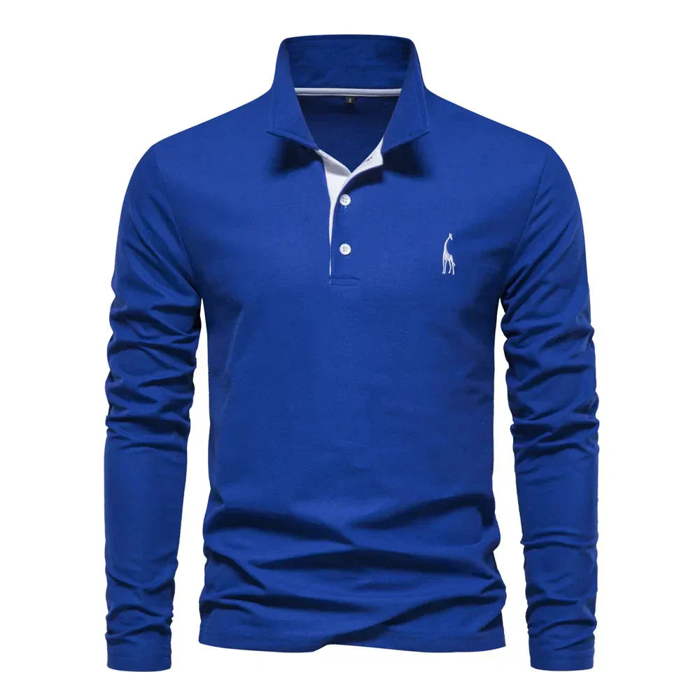 Classic Men's Long Sleeve Polo Shirt - Felix-Blue-S-State of Style