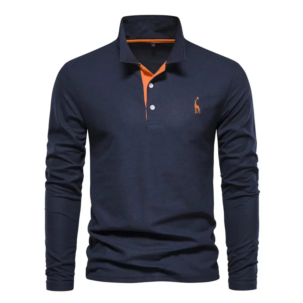 Classic Men's Long Sleeve Polo Shirt - Felix-Dark Blue-S-State of Style