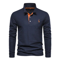 Classic Men's Long Sleeve Polo Shirt - Felix-Dark Blue-S-State of Style