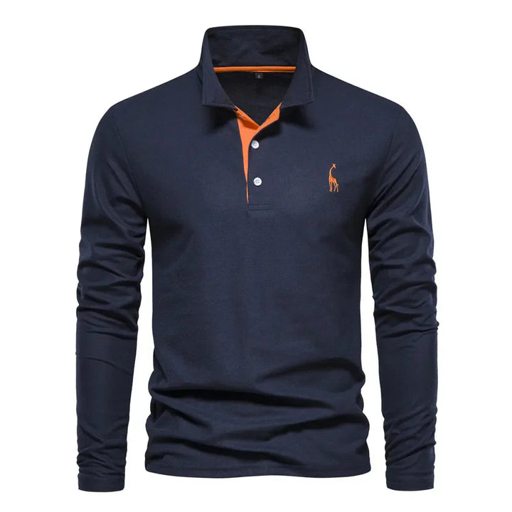 Classic Men's Long Sleeve Polo Shirt - Felix-Dark Blue-S-State of Style