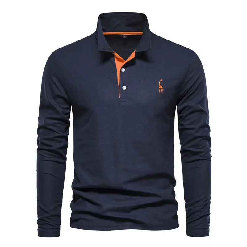 Classic Men's Long Sleeve Polo Shirt - Felix-Dark Blue-S-State of Style
