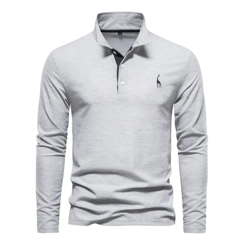 Classic Men's Long Sleeve Polo Shirt - Felix-Grey-S-State of Style