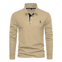 Classic Men's Long Sleeve Polo Shirt - Felix-Khaki-S-State of Style