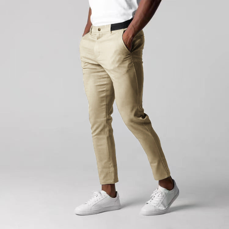 Classic men's stretch trousers with a comfortable fit - Matteo-Beige-S-State of Style