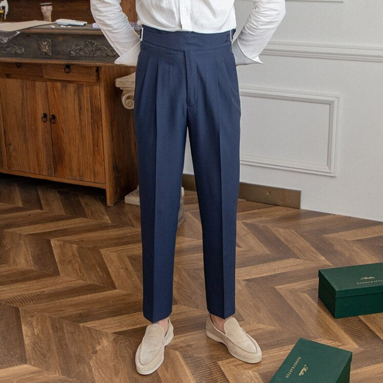 Classic Men's Trousers with Buckle - Oliver-Dark Blue-XS-State of Style