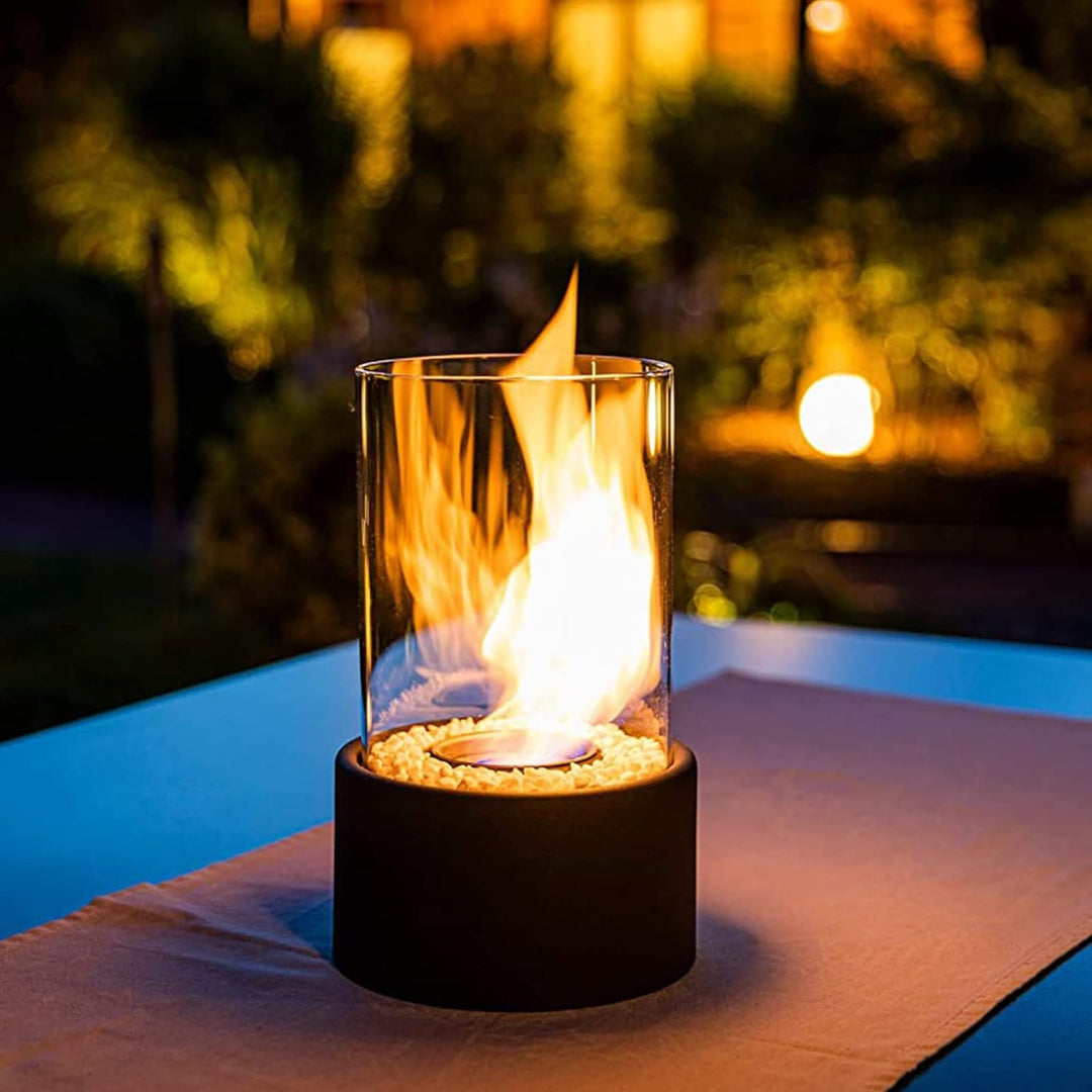 Classic Oil Lamp with Open Flame - Lumora-Black-Medium-State of Style