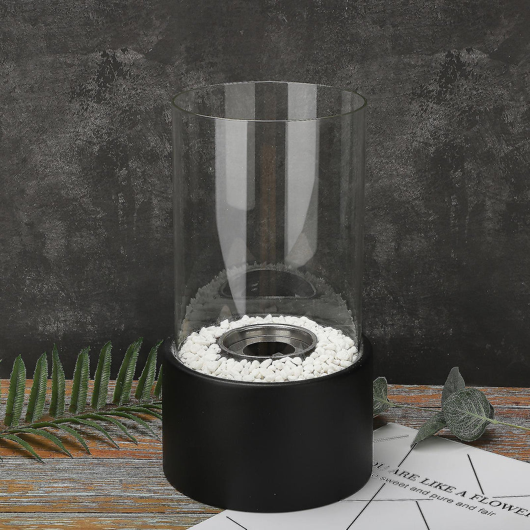 Classic Oil Lamp with Open Flame - Lumora-Black-Medium-State of Style