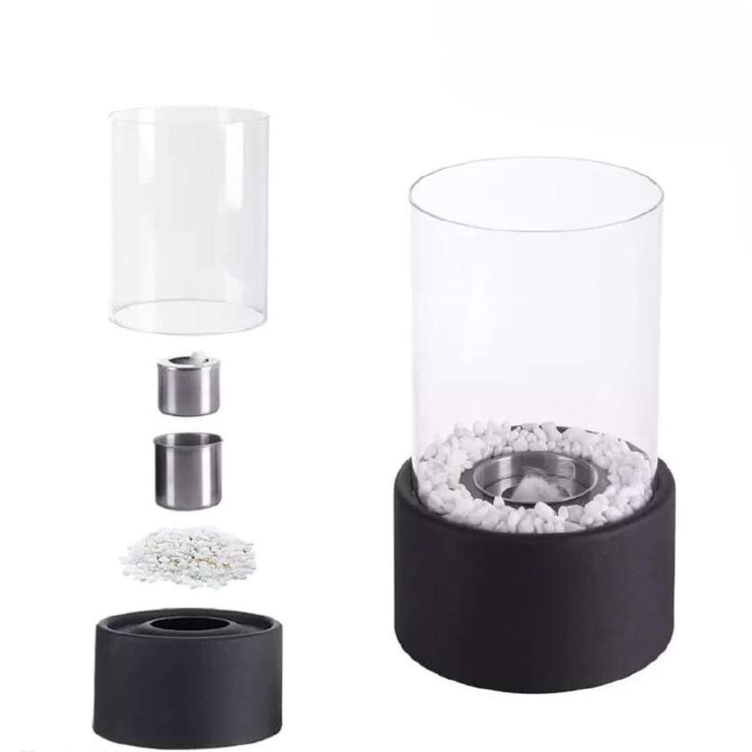 Classic Oil Lamp with Open Flame - Lumora-Black-Medium-State of Style