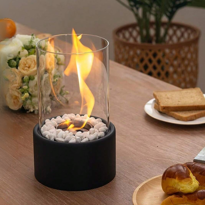 Classic Oil Lamp with Open Flame - Lumora-Black-Medium-State of Style