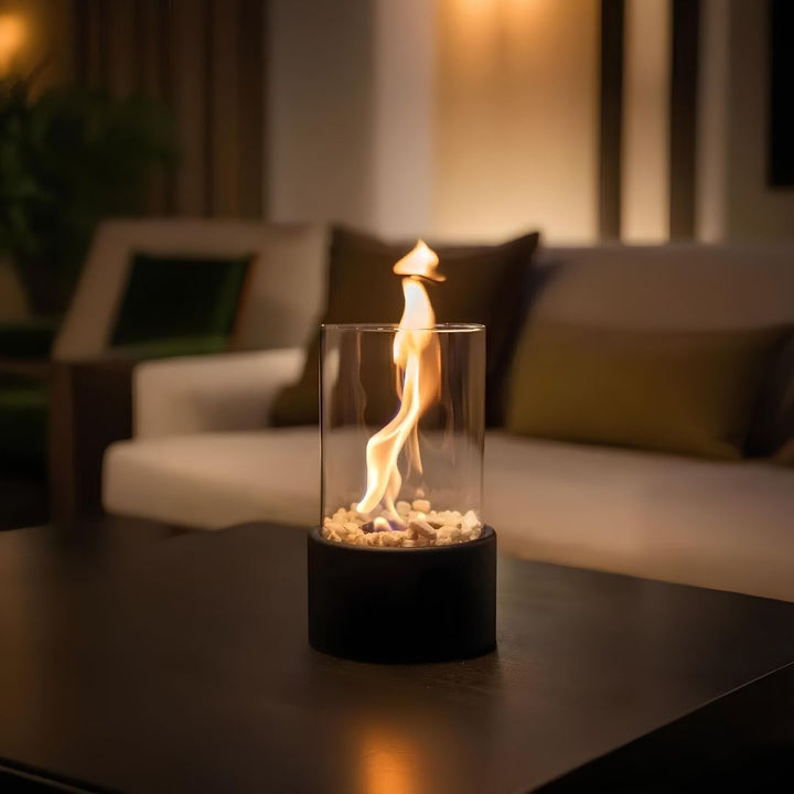 Classic Oil Lamp with Open Flame - Lumora-Black-Medium-State of Style