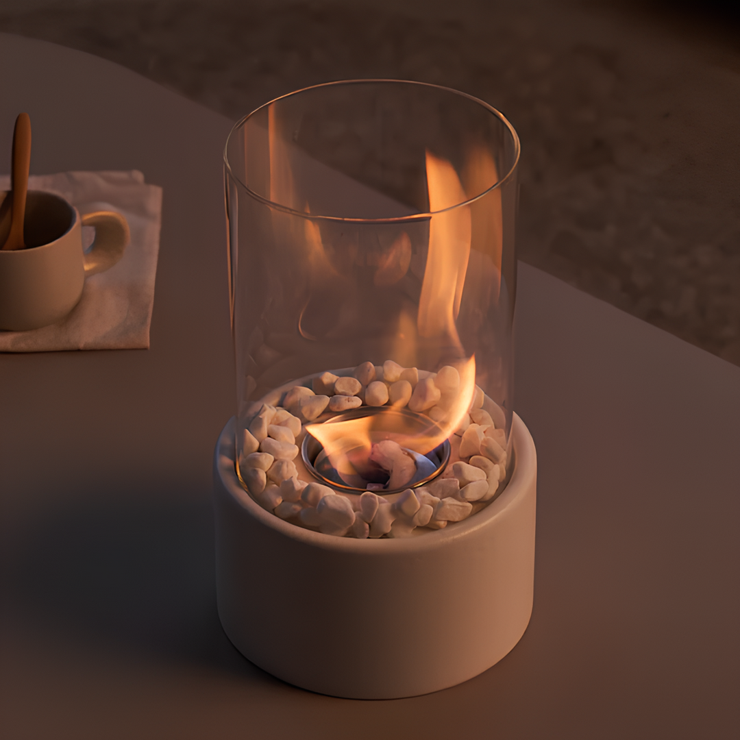 Classic Oil Lamp with Open Flame - Lumora-White-Medium-State of Style